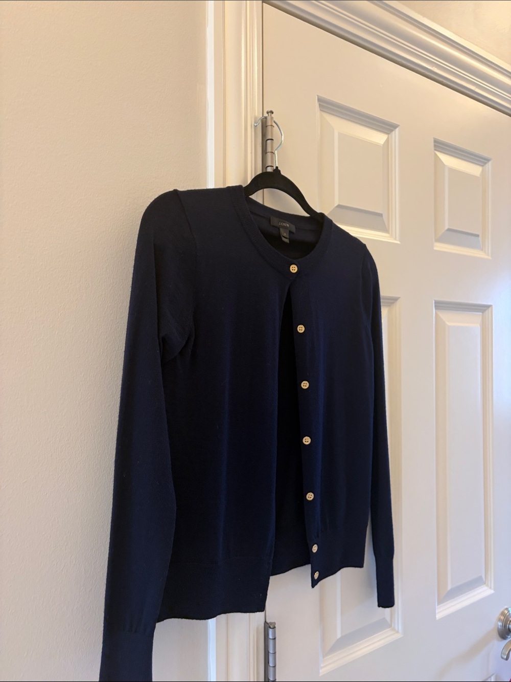 J. Crew Navy Crewneck Button-Front Cardigan